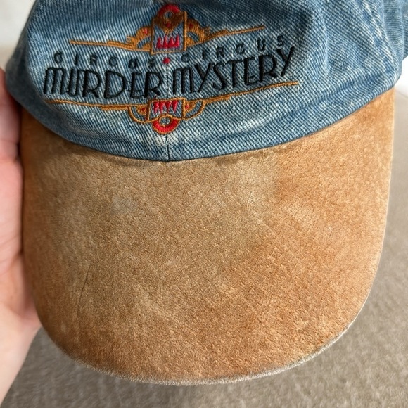 Vintage Reno Circus Circus Murder Mystery Dad Hat Jean Suede Material OS - Picture 4 of 7